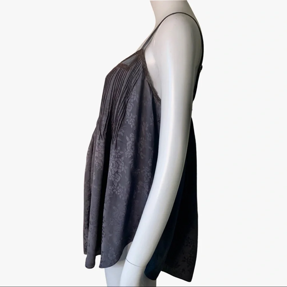 REBECCA TAYLOR 100% Silk Jacquard Blue Loose Fit Tank Size 8 - Picture 9 of 16
